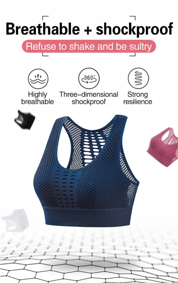 Shockproof Push-Up Breathable Mesh Sports Bra