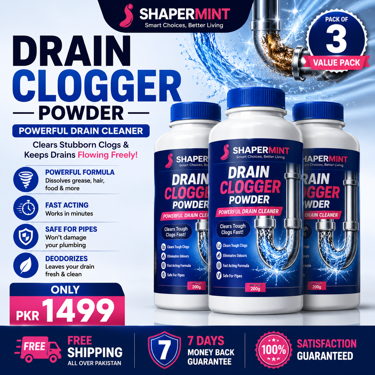 Instant Sink & Drain Cleaner Powder (PACK OF 3) Bumper Offer 60% OFF