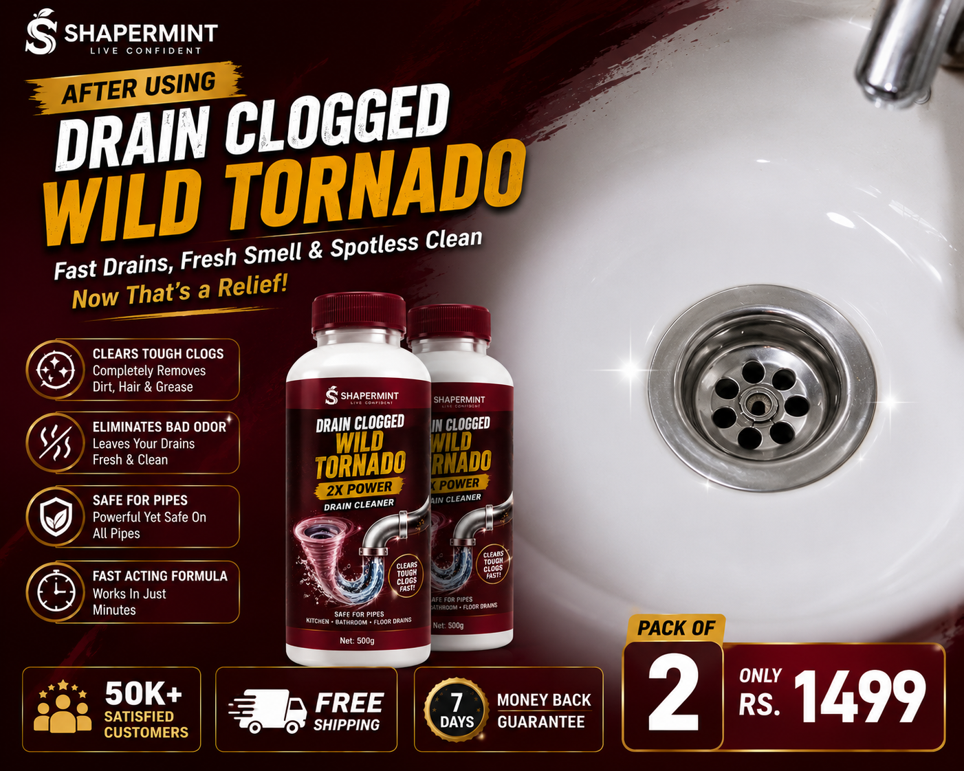 Buy 1 Get 1 Free 2X Power Formula Drain Clogger Wild Tornado™ (Bumper Offer 60% OFF)