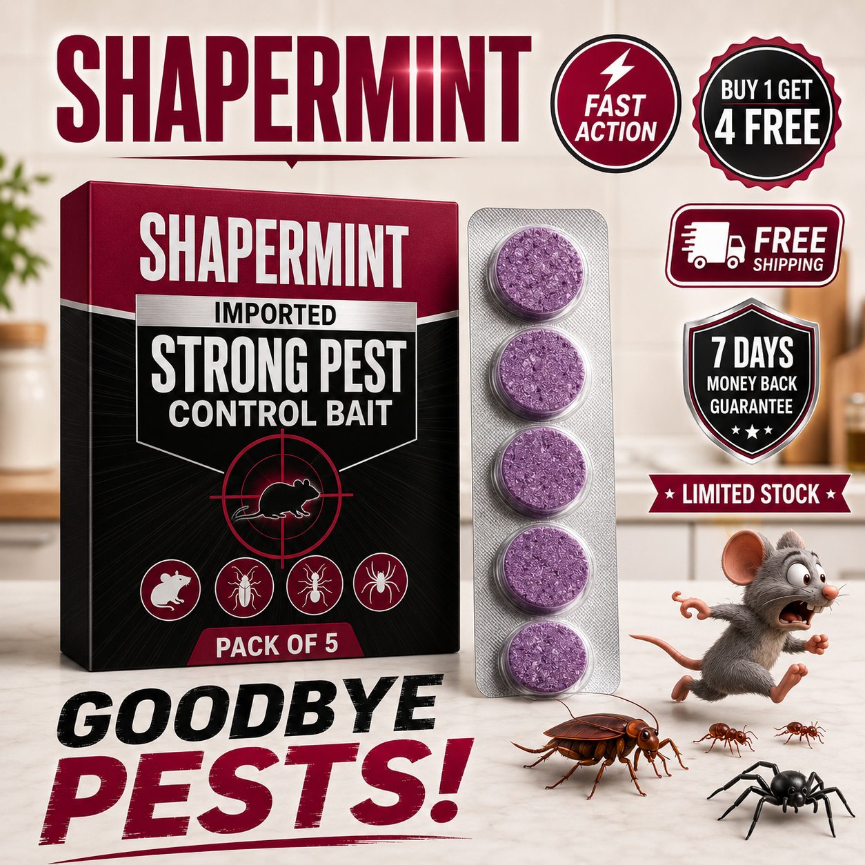 Pack Of 5 Imported Strong Pest Control Bait – Fast Action ( Buy 1 Get 4 Free)