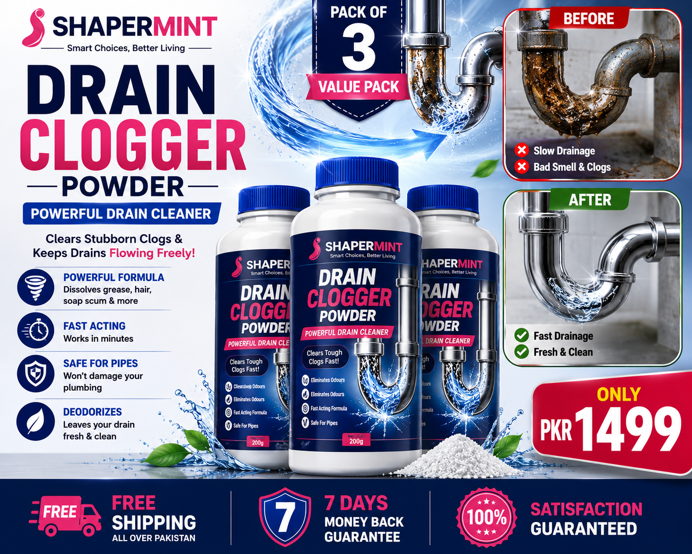 Instant Sink & Drain Cleaner Powder (PACK OF 3) Bumper Offer 60% OFF